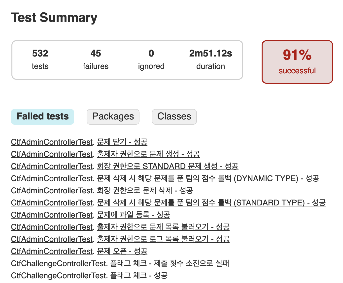 Spring Boot 테스트 실패 목록들
